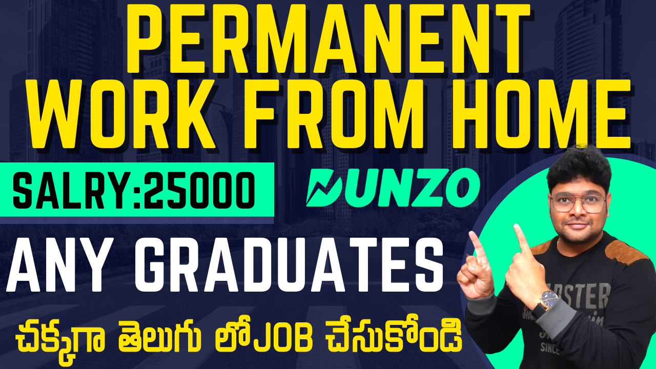 Permanent Work from Home job Work from Home jobs in Telugu Latest jobs Dunzo V the Techee